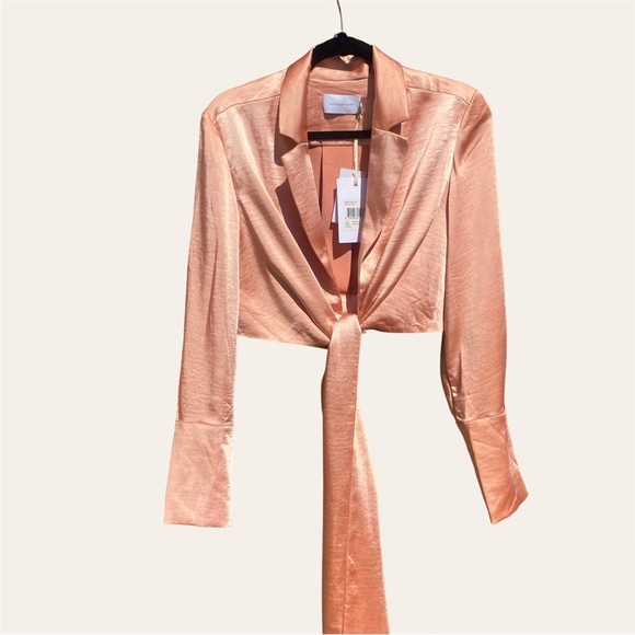 Significant Other, Papaya Pink Emile Top, Satin Long-sleeve (NWT) - Picture 1 of 7